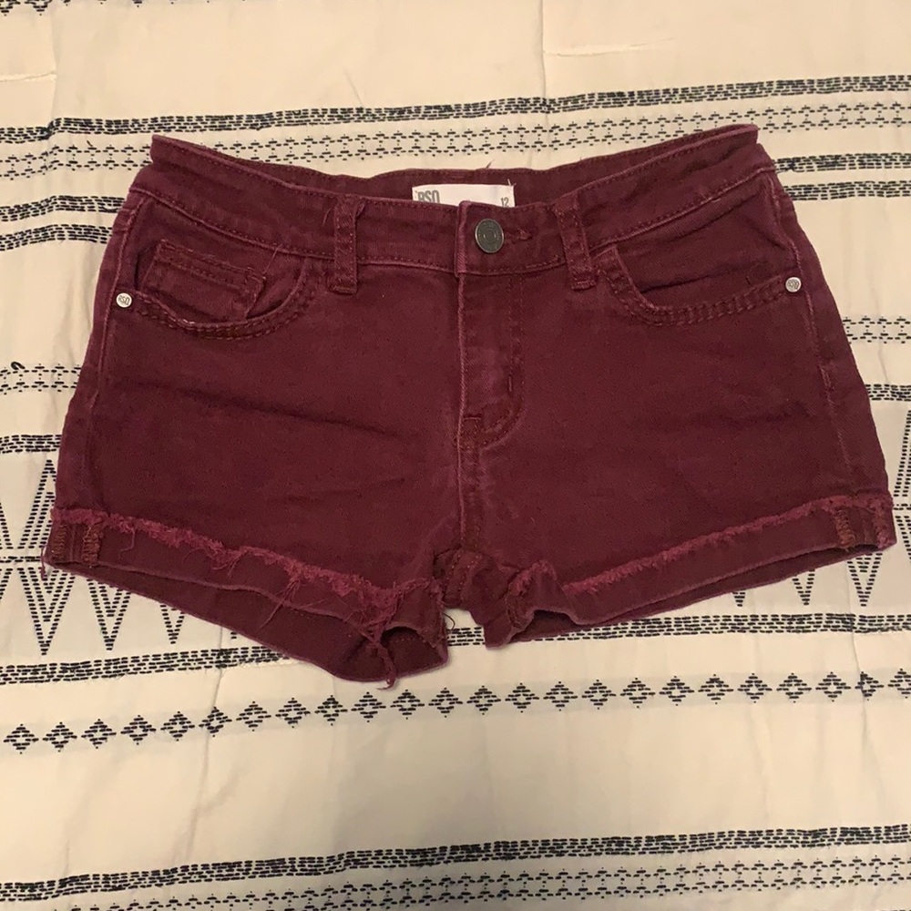 EUC RSQ Girls Malibu Cuffed Shorts Jeans Maroon  Size 12